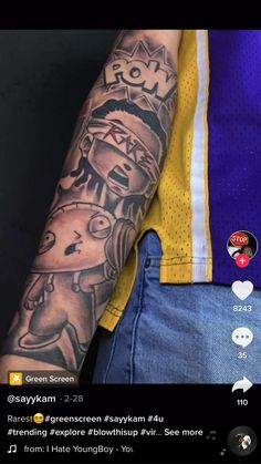 a person with a tattoo on their arm