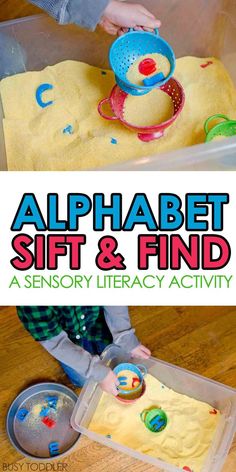 an alphabet, sit and find activity for toddlers