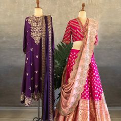 Bridal Lehenga Collection, Gold And Purple, Indian Saree Blouses Designs