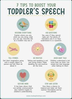 an info poster with the words, tips to booster your toddler's speech