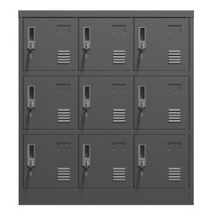 a row of metal lockers sitting next to each other