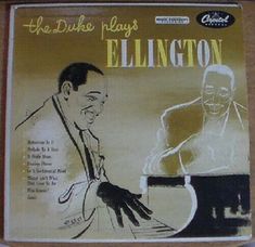 the duke plays ellington album cover with an image of a smiling man in front of a piano