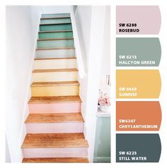 the stairs are painted in different colors