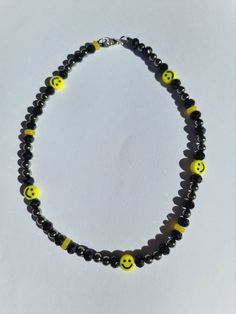 Trendy Black Necklace With Colorful Beads, Trendy Black Beaded Necklace, Black Rave Style Choker Jewelry, Handmade Black Beaded Bracelets For Rave, Adjustable Black Rave Style Choker, Adjustable Black Rave Choker, Casual Black Necklace For Party, Trendy Black Beaded Necklaces With Round Beads, Trendy Black Beaded Necklace Gift