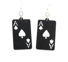 Spade Earrings, Pin Earrings, Safety Pin Earrings, Earrings Aesthetic, Ace Of Spades, Funky Jewelry, Wooden Earrings