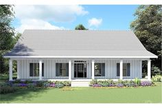 this is a computer rendering of the small house plans for ranch style homes with wraparound porches