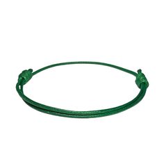 a green leather cord on a white background