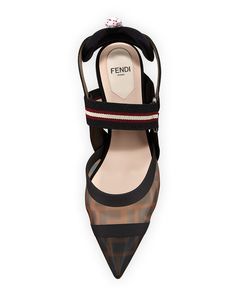 Fendi Colibri Runway Mesh FF Slingback Pumps | Neiman Marcus Couture Red Dress, Fendi Heels, Shoes Affordable, Valentino Heels, Red Bottom Heels, Fancy Heels, Heels Aesthetic, Gucci Heels, Shoe Wardrobe