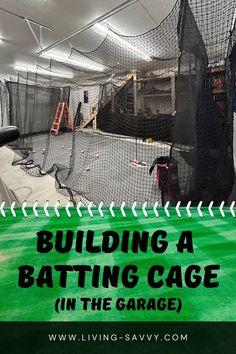 How We Built a Batting Cage in Our Garage Garage Batting Cage Ideas, Indoor Batting Cage Garage, Indoor Batting Cage Ideas, Diy Indoor Batting Cage, Retractable Batting Cage, Garage Softball Practice, Garage Batting Cage, Basement Batting Cage, Garage Baseball Training