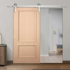 an open sliding door in a room