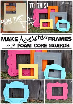 some frames are made with different colors and sizes to make them look like they have been painted