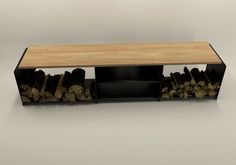 a wooden table with logs in it