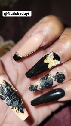 Sparkle nude with black details flowers butterfly rhinestones Flowers Butterfly, Flowers, Black