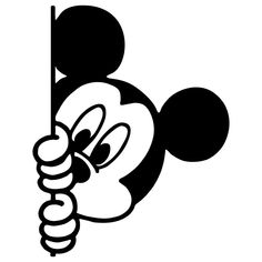 a mickey mouse holding on to a pole