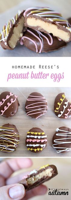 homemade reese's peanut butter eggs with chocolate frosting