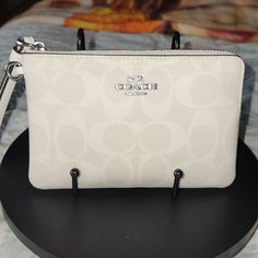 Coach Corner Zip Wristlet Nwot. Great For A Night Out. Same Day Shipping Elegant White Clutch With Zipper Closure, White Rectangular Clutch With Zipper Closure, White Clutch With Zipper Closure For Travel, White Rectangular Wallet With Zipper Closure, Everyday White Clutch With Zipper Closure, White Pouch Wallet With Zipper, White Clutch Bag With Zipper Closure, White Clutch Wristlet With Zipper Closure, Everyday White Clutch Wallet