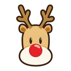 reindeer face with red nose and antlers