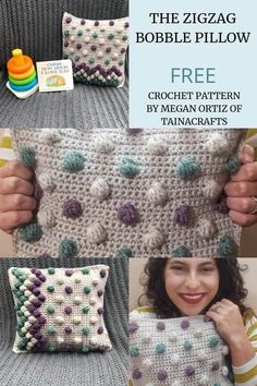 the zigzag bobble pillow free crochet pattern