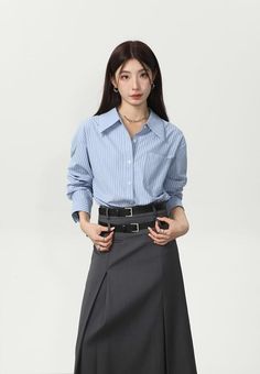 This Slim Pinstripe Pocketed Button Shirt is the perfect blend of formal and casual style. It is designed with a comfortable fit, allowing you to wear it alone or layer it with jackets or coats. It is versatile and perfect for pairing with skirts or pants for any occasion.
Gender: WomenMaterial: PolyesterClothing Length: RegularSleeve Length: FullSleeve Style: RegularCollar: Polo Collar Pinstripe Collared Shirt For Work, Pinstripe Tops With Pockets For Work, Pinstripe Collared Office Shirt, Striped Workwear Shirt With Pockets, Casual Shirt With Vertical Stripes For Office, Business Casual Vertical Stripes Button-up Tops, Vertical Stripes Button-up Workwear Shirt, Office Shirt With Vertical Stripes And Collar, Pinstripe Button-up Office Shirt