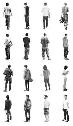 black and white photograph of people standing in different positions