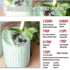 the recipe for mint chocolate chip slimfast smoothie