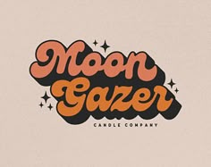 the moon caver candle company logo is shown in orange and black on a white background