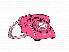 an old pink phone with a cord attached to it