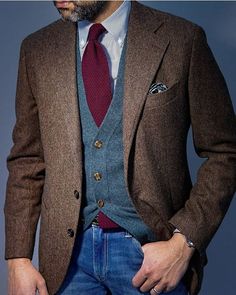 Casual Look For Men, Older Mens Fashion, Harris Tweed Jacket, Dandy Style, Mens Fasion, Out With Friends, Classic Menswear