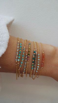 Dainty Amazonite Bracelet. Gold Filled Amazonite Bracelet. | Etsy Cyprus Bracelets With Gemstones, Semi Precious Bead Bracelets, Real Stone Bracelets, Simple Gemstone Necklace, Bracelet Crystal Beads, Gold Filled Bracelets, Diy Gold Bracelets, Dainty Beaded Jewelry, Dainty Beaded Bracelets