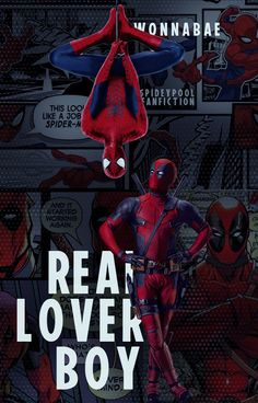 a poster for the upcoming movie, featuring spider - man and deadpooler boy