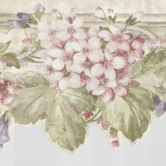 a painting of pink flowers and green leaves