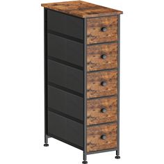 a tall wooden drawer with five drawers