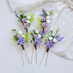 This purple flower hair pins wedding , of artificial flowers This a beautiful and delicate hair accessory for brides and a nice gift to the bridesmaids On the wedding day, every bride wants to look fantastic. This lavender white flower hair piece , will be a magical addition to your look on your happiest day. This will emphasize the ease of your image. The comb is very conveniently attached to the hair and fits in with any hairstyle. -Material- artificial pearl and artificial greenery -Colors- purple, green, white - Unique handmade. Wedding - is one of the most important events in the life of any girl I am happy to try to make the most beautiful decoration for you, to make you feel the most beautiful bride. You deserve the best! White Flower Hair Piece, Flower Hair Pins Wedding, Floral Hair Piece, Flower Hair Piece, Hair Pins Wedding, Flower Hair Pins, Floral Hair Pieces, Flower Hair Pieces, Artificial Greenery