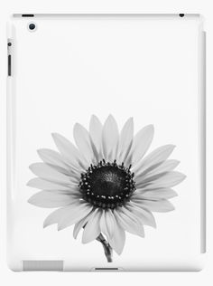 a black and white photo of a sunflower