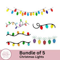 the bundle of christmas lights is shown with text that reads bundle of 5 christmas lights