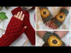 Very Creative Autumn Idea Diy Project's Crochet Gloves Design For Girls - YouTube Flower Gloves, Gloves Crochet Pattern, Gloves Pattern, Gloves Design, Fingerless Mitts