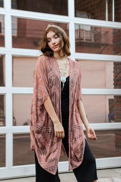 Available in an array of colors, the Embroidered Mesh Leaf is a go-to lightweight accessory for spring and summer. Pair with your favorite bralette and shorts or throw it over your swimwear, it's a perfect match for any outfit! #LoveMyLeto 100% Polyester One Size Fits Most Imported Boho Bridal Party, Black Lace Kimono, Summer Dress Boho, Cardigan Summer, Paisley Kimono, Duster Kimono, Beach Kimono, Kimono Duster, Kimono Wrap