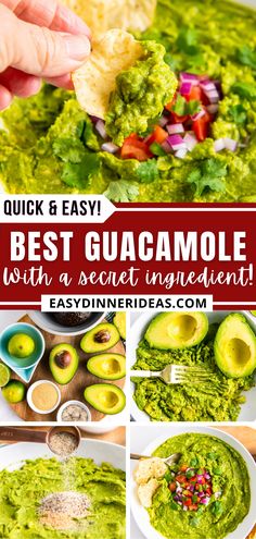 guacamole with avocado, red onion and cilantro