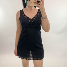 00s black lace slip dress Unbranded In good condition- some minor pulling in the material  A size UK 8 Modelled on a 5ft6 size 8/10 Pit to pit: 17 inches  Length: 25 inches Message with any questions 🖤  (73B) Black Lace Slip Dress, Lace Slip Dress, Lace Slip, Dress Clothes, Lace Pattern, Dress Clothes For Women, Black Lace, 20 Cm, Lace Dress