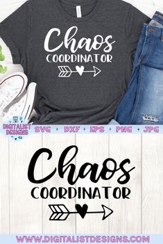 the front and back of a t - shirt that says chaos coordinates with an arrow on it