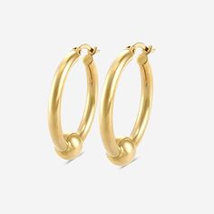 Plain Single Bead Round Hoop Earrings 14K Yellow Gold Gold-tone 14k Gold Hoop Earrings, Pierced Yellow Gold Hoop Earrings, Yellow Gold Pierced Hoop Earrings, Gold-tone Hoop Earrings In 14k Gold, Single Bead, Diamond Education, Metal Shop, Perfect Engagement Ring, Fancy Color Diamonds