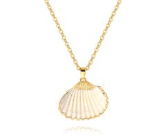 Material:18K Gold Plated Color: Golden Length Size: 18"+2" Chain Style: Cable Chain Pendant : Shell Item No.: AWW-XJ1307 Package: cloth bag packaging 【DESIGN】This gold necklace is a simple gold pendant necklace,the cable chain necklace will flash with the swing of your body. The whole 18K gold plated necklace exudes an elegant and dignified temperament.Simple and unique, these pendant necklace is a must-have for every beautiful and generous woman. 【SIZE】The summer beach necklace is 18 inches lon White Pendant Shell Necklace With Lobster Clasp, Shell-shaped Necklace With Adjustable Chain, White Bohemian Charm Necklace With Clavicle Chain, Bohemian White Charm Necklace With Clavicle Chain, Shell Necklaces With Adjustable Chain, Simple Gold Pendant Necklace, Coquille Saint Jacques, Seashell Pendants, Gifts For Aunt