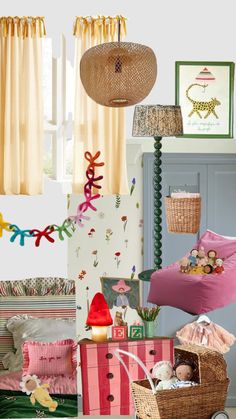 a child's room with toys and decor