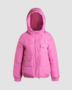 Details: Long-sleeve puffer jacket with hood designTopLength: NormalSleeveLength: Long Sleeves Materials:95% Polyester + 5% Spandex Puffer Jacket With Hood, Hood Design, Cherry Baby, Pants Details, Pink M, Jacket With Hood, Hair Wear, Cargo Pant, Comedy Funny Videos