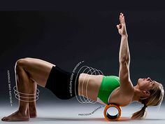 a woman is doing an exercise with a ball