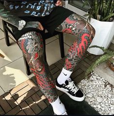 Hanya Leg Tattoo, Legs Full Of Tattoos, Leg Sleeves Japanese, Yakuza Tattoo Leg, Leg Sleeve Tattoo Japanese, Full Leg Japanese Tattoo, Japan Leg Tattoo, Japanese Sleeve Tattoos Leg, Japanese Traditional Leg Sleeve