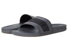 Quiksilver Rivi Slide - Men's Slide Shoes : (Wordmark) Grey/Black/Brown : From beach to backyard, hook your style up with the crucial comfort of the Quiksilver Rivi Slide sandals! Slides in a cushioned silhouette. Water-friendly soft TPR upper with comfortable microfiber liner. Ultra-soft Hydrobound footbed with anatomically correct contours for all-day comfort. Slip-resistant outsole offers grippy traction and long-lasting wear. Imported. Measurements: Weight: 6.6 oz Product measurements were t Casual Tpr Slides For Summer, Gray Sport Sandals For Beach And Summer, Lightweight And Comfortable Slides With Textured Footbed, Gray Open Toe Slides For The Beach, Comfortable Gray Sport Sandals With Cushioned Footbed, Gray Slides For Summer Beach, Gray Slides For Beach In Summer, Gray Non-slip Sport Sandals For The Beach, Gray Non-slip Slides For Summer