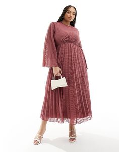 ASOS DESIGN Curve tie back fluted sleeve pleated chevron chiffon midi dress in rose | ASOS Formal Dresses Graduation, Cocktail Dress Formal, Chiffon Midi Dress, Ig Feed, Asos Curve, Long Sleeve Floral Dress, Satin Slip Dress, Maxi Dress Trend, Black Wrap Dress