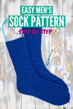 Easy Men's sock pattern. Start sock knitting the right way. This free sock knitting pattern will guide you through all the important steps with written instructions and big pictures. If you just learn how to knit, then this pattern will be a good start for you. #knitting #knittingpattern #knit Mens Knit Sock Patterns, Mens Knit Socks Free Pattern, Men’s Socks Knitting Pattern, Mens Socks Knitting Pattern Free, Men Socks Pattern, Sock Knitting Pattern, Christmas Knits, Men In Stockings, Knitted Socks Free Pattern