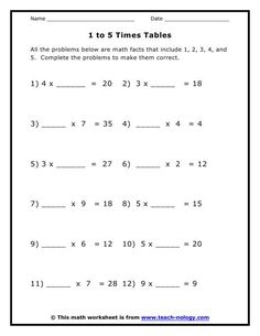 5 multiplication worksheets 10 Search into our collection for more related image. Remember to share your favorite finds with your friends! Simply click on the image to save it, or right-click and choose Save As Tables Worksheet, Multiplication Drills, Times Tables Worksheets, Times Tables, 3 Boys, 3rd Grade Math, Math Facts, Fourth Grade